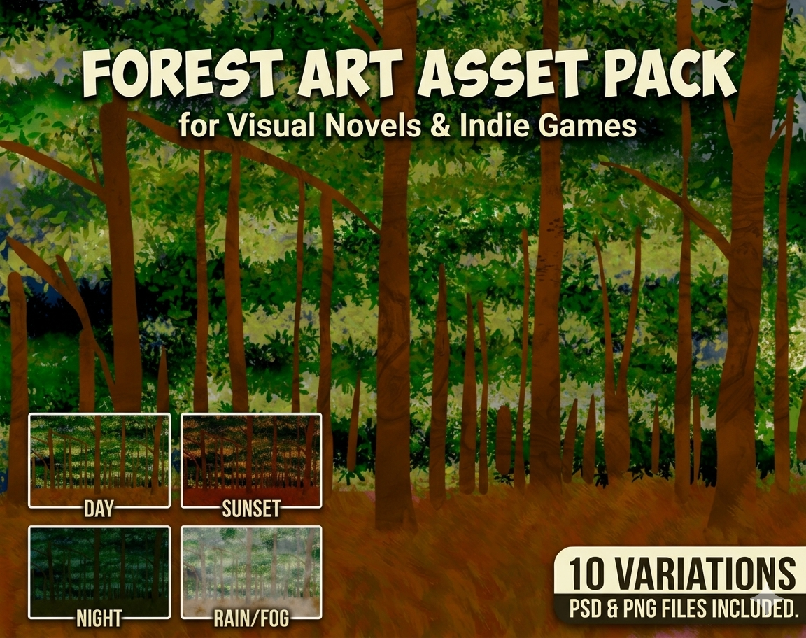 Hand-Drawn Forest Background Pack Part II (10 Variations + PSD) by ...