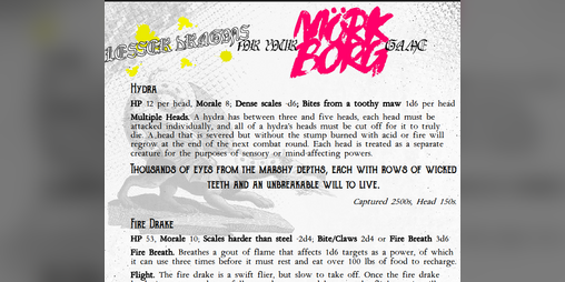 Cover image for Lesser Dragons for your Mork Borg game