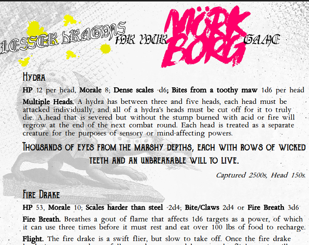 Cover image for Lesser Dragons for your Mork Borg game