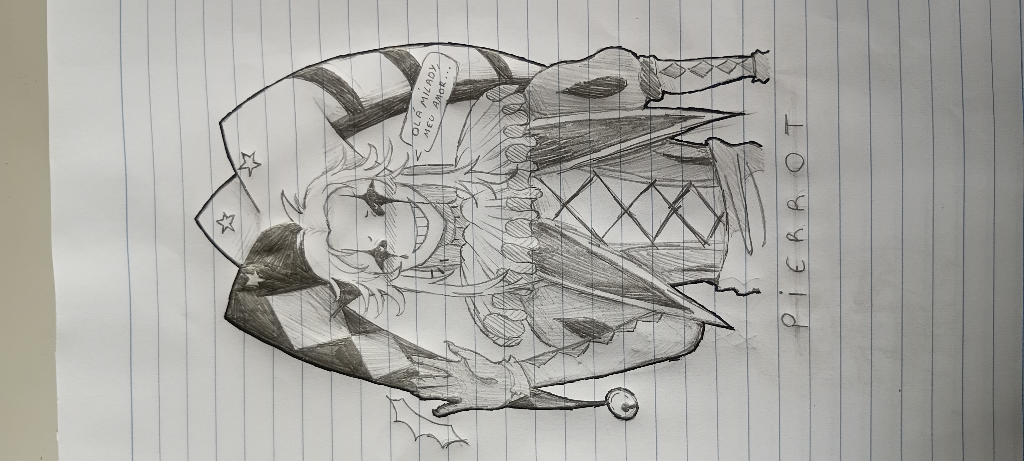 I drew a cute Pierrot, I did it at school ✌️ (it's an original drawing of mine 🇧🇷)