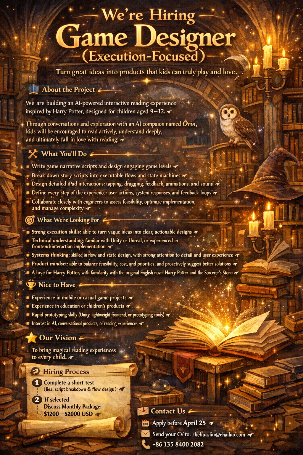[Hiring - Paid] Execution-Focused Game Designer for AI Harry Potter ...