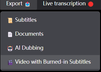 Export menu
