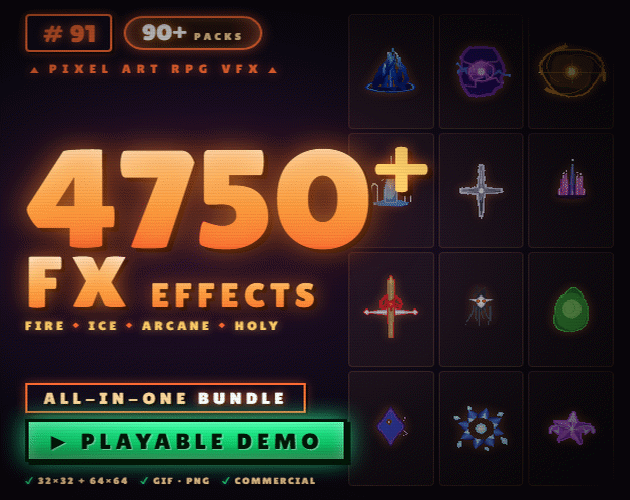 Fx Effects Pixel Art #91 - Animations | 64x64 | 32x32 by FX Express