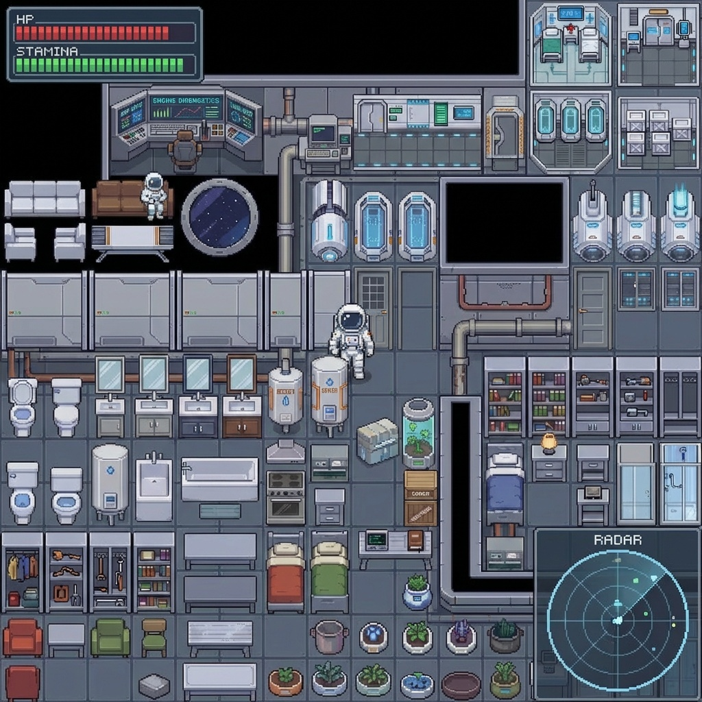 Sci-Fi Spaceship Interior Tileset Pack by Cute SCKR