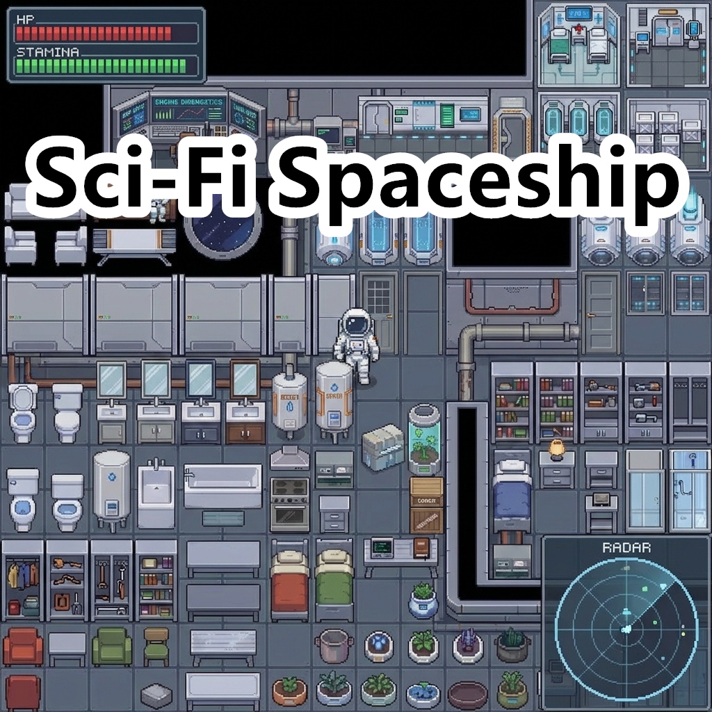 Sci-Fi Spaceship Interior Tileset Pack by Cute SCKR