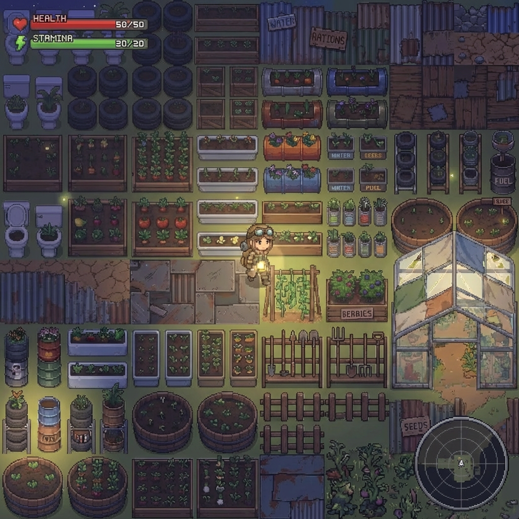 Post-Apocalyptic Wasteland Survival Farm Tileset by Cute SCKR