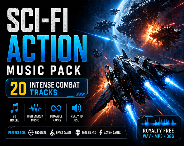 Sci-Fi Action Music Pack – 20 Intense Combat Tracks by PixelLoops Studio