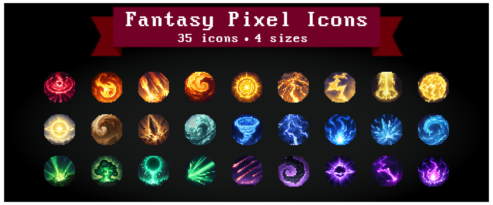 Fantasy Pixel Icons | Elements