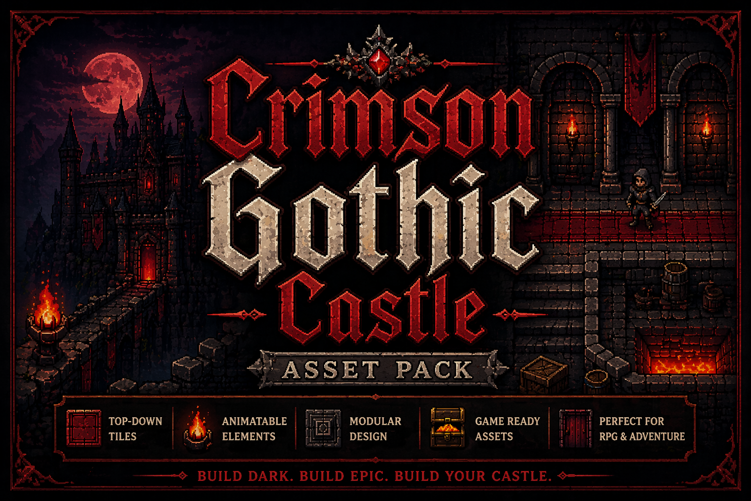 Crimson Gothic Castle – Top-Down Tileset