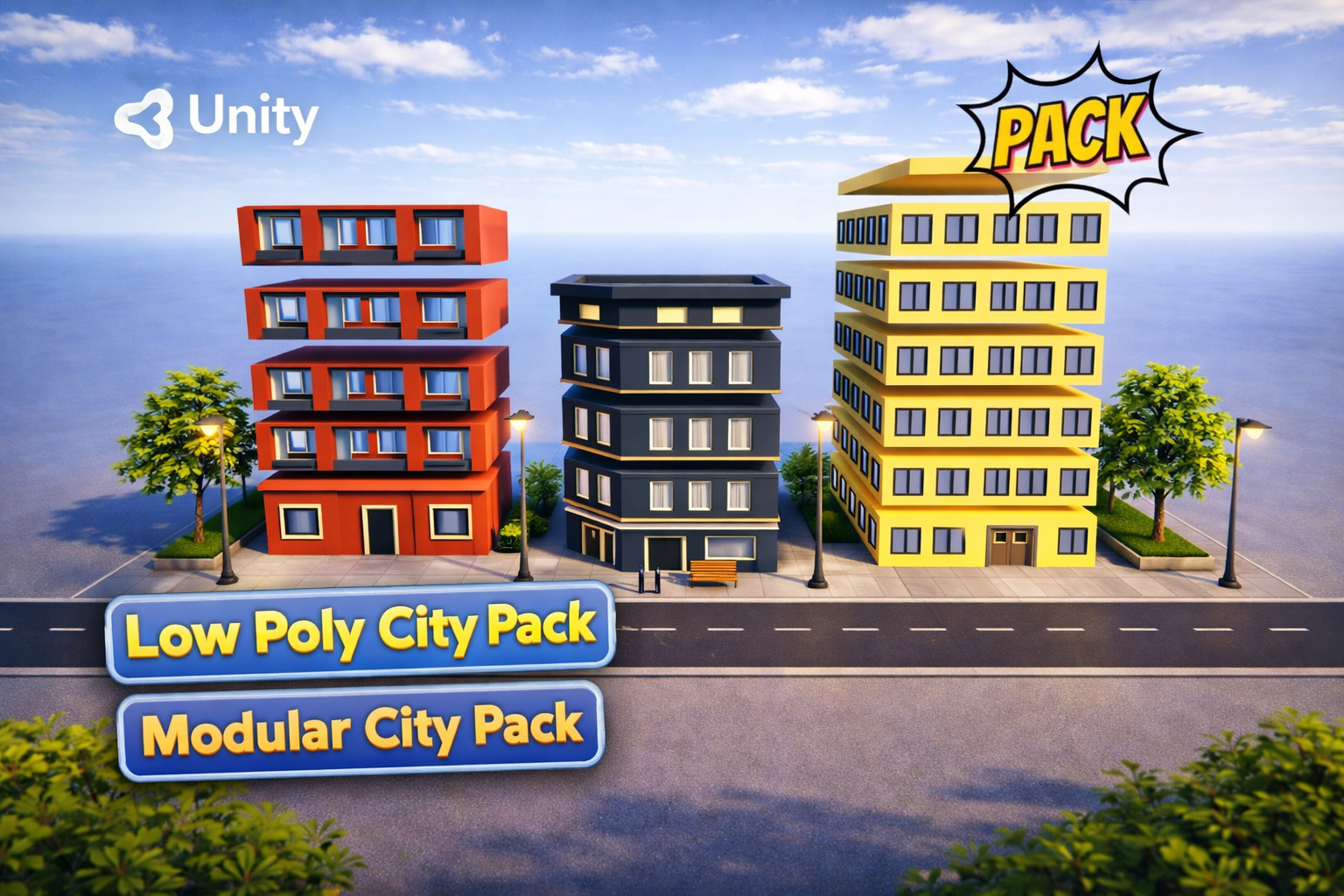 Low Poly Modular City Pack by MKAssets