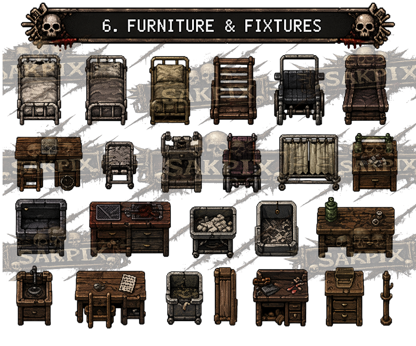 Psychological Horror Dungeon – Pixel Art Asset Pack by SakPix