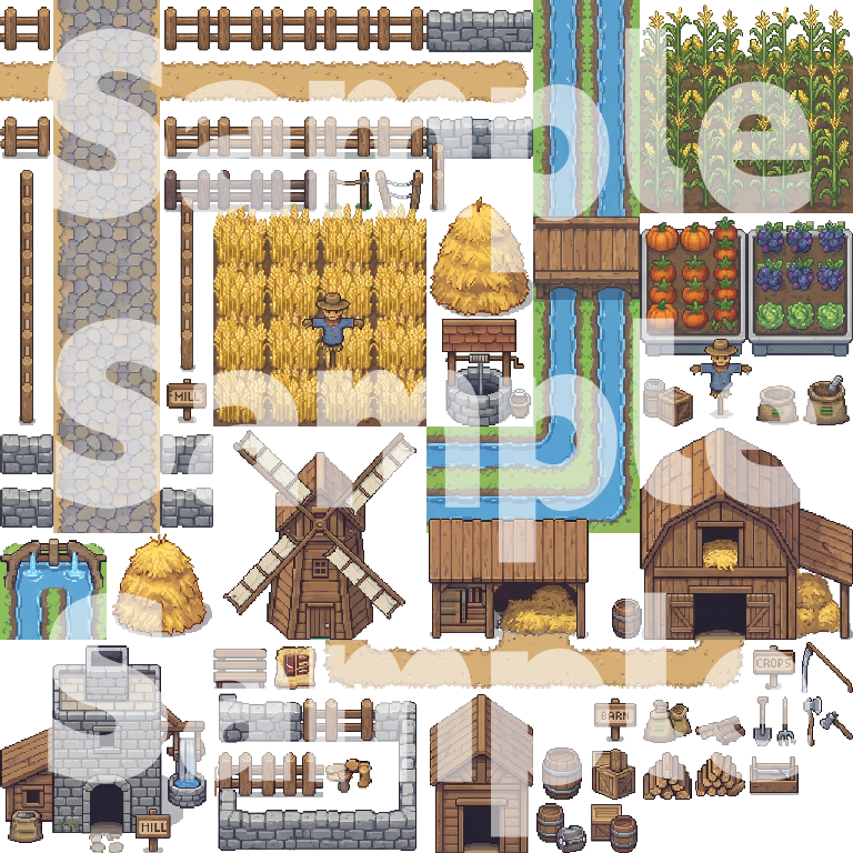 Medieval Fantasy Town Pixel Art Tileset Pack by Cute SCKR