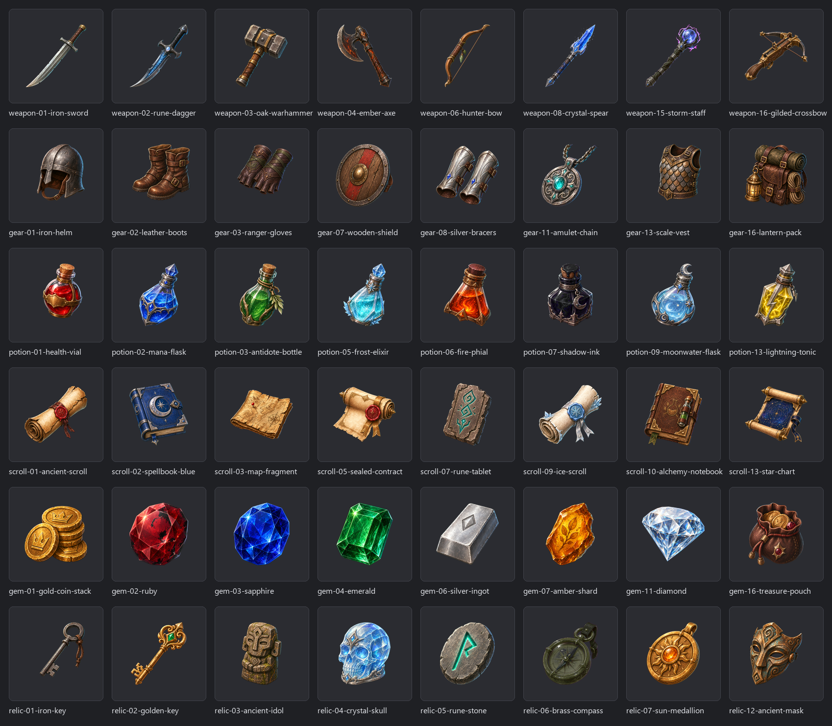 Rpg Shell Inside Pack 01 is live — here's what's inside - 48 Fantasy RPG Item Icons by ...