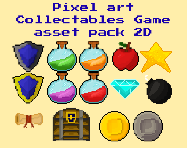 Pixel art Collectables RPG game asset 32 by 32 by salkor