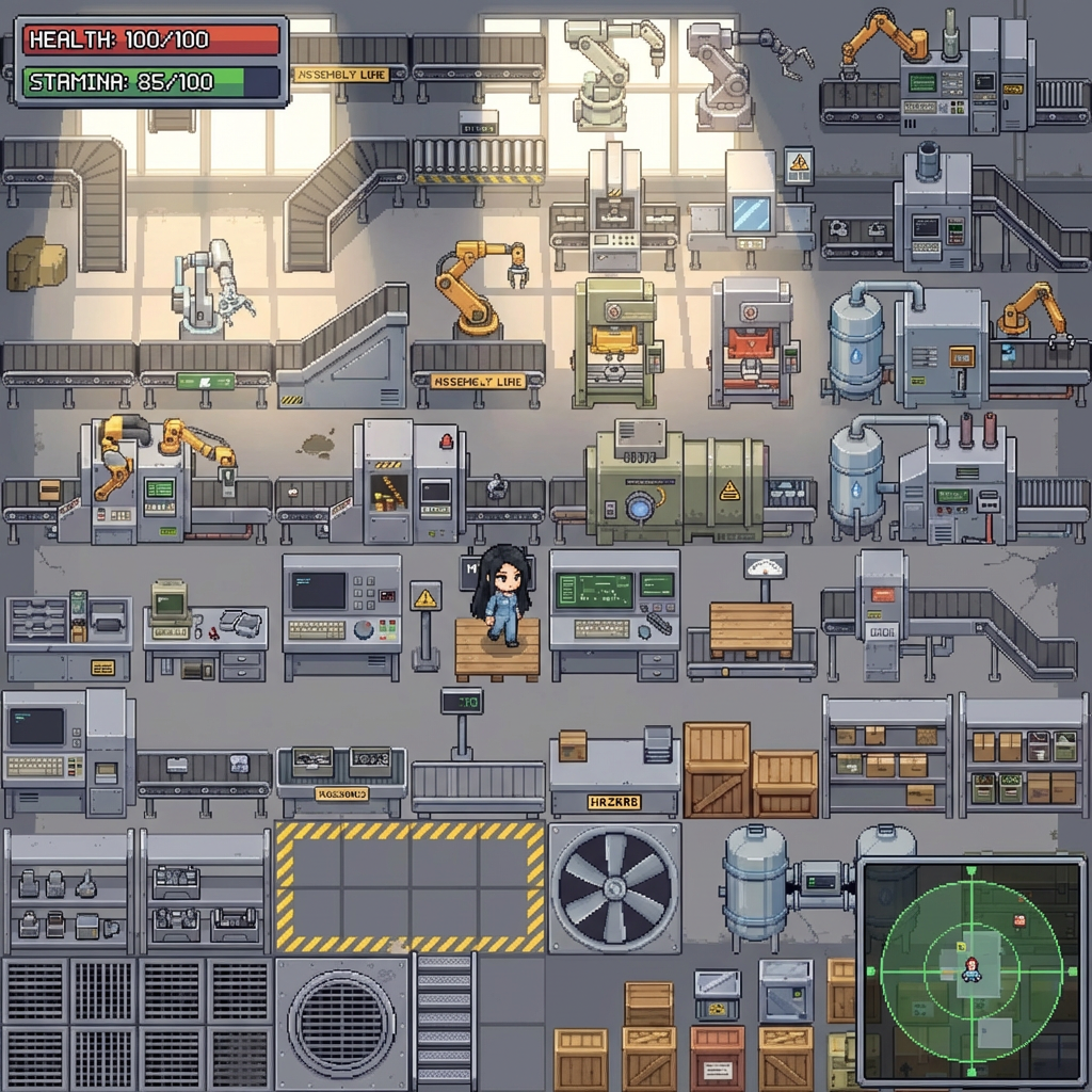 Modern Industrial Factory Pixel Art Tileset Pack by Cute SCKR
