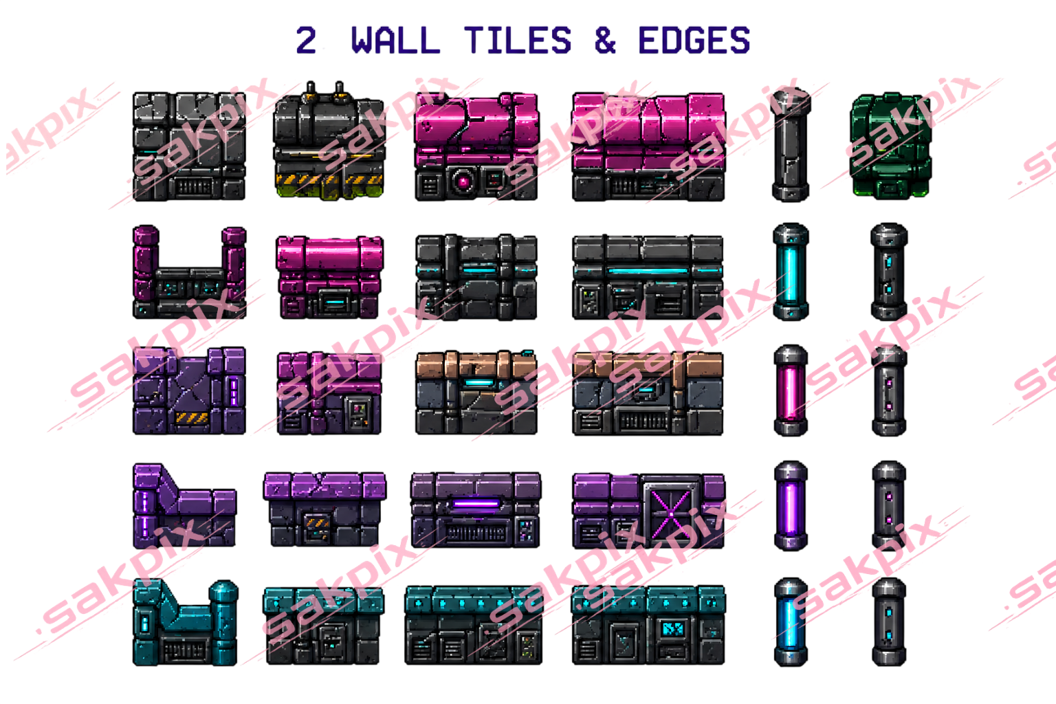 Cyberpunk Pixel Art Asset Pack – 1000+ Modular Top-Down Sci-Fi