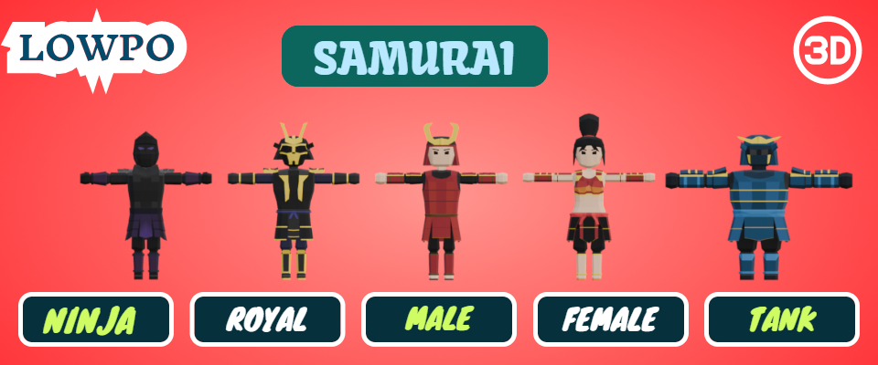 LOWPO: Samurai Pack – Low poly & Animated