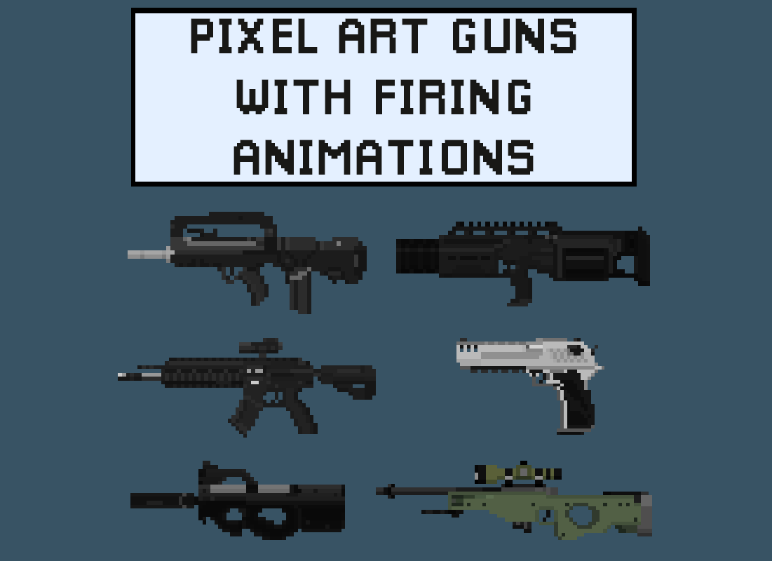 Pixel art guns with firing animations by GG Undroid Games