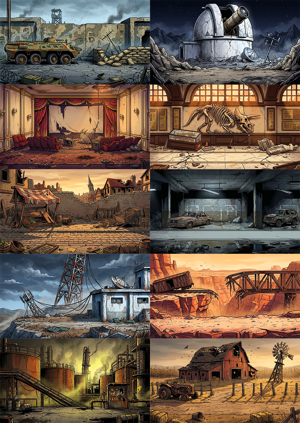 50 Post-Apocalyptic 2D Game Backgrounds by AssetSmithy