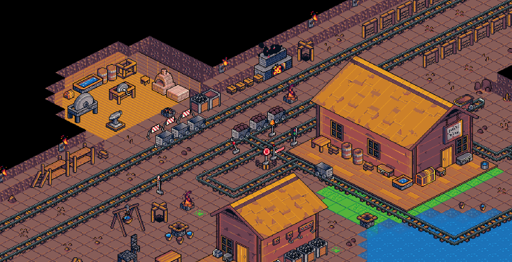 2d Isometric Pixel railroad and mining adventure