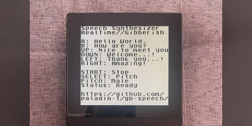 Cover image for Game Boy Speech Synthesizer