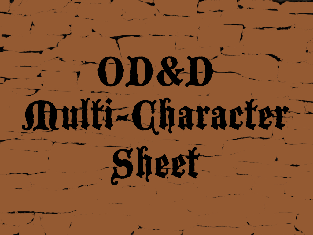 OD&D Single Page 6-Character Sheet