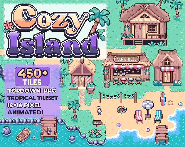 Cozy Island – Tropical Topdown Tileset (16x16 Pixel Art) by Maygetsu