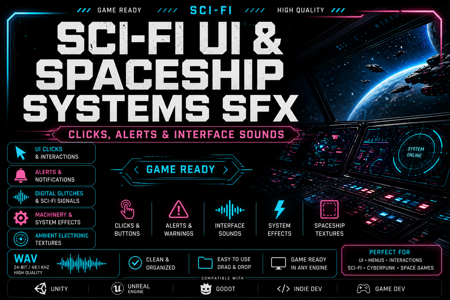 SCI-FI UI & SPACESHIP SYSTEMS SFX – CLICKS, ALERTS & INTERFACE SOUNDS ...