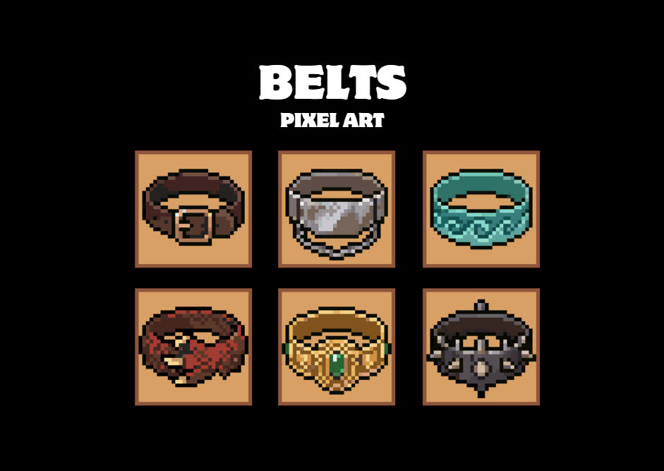 Belts Items Pixel Art 32x32