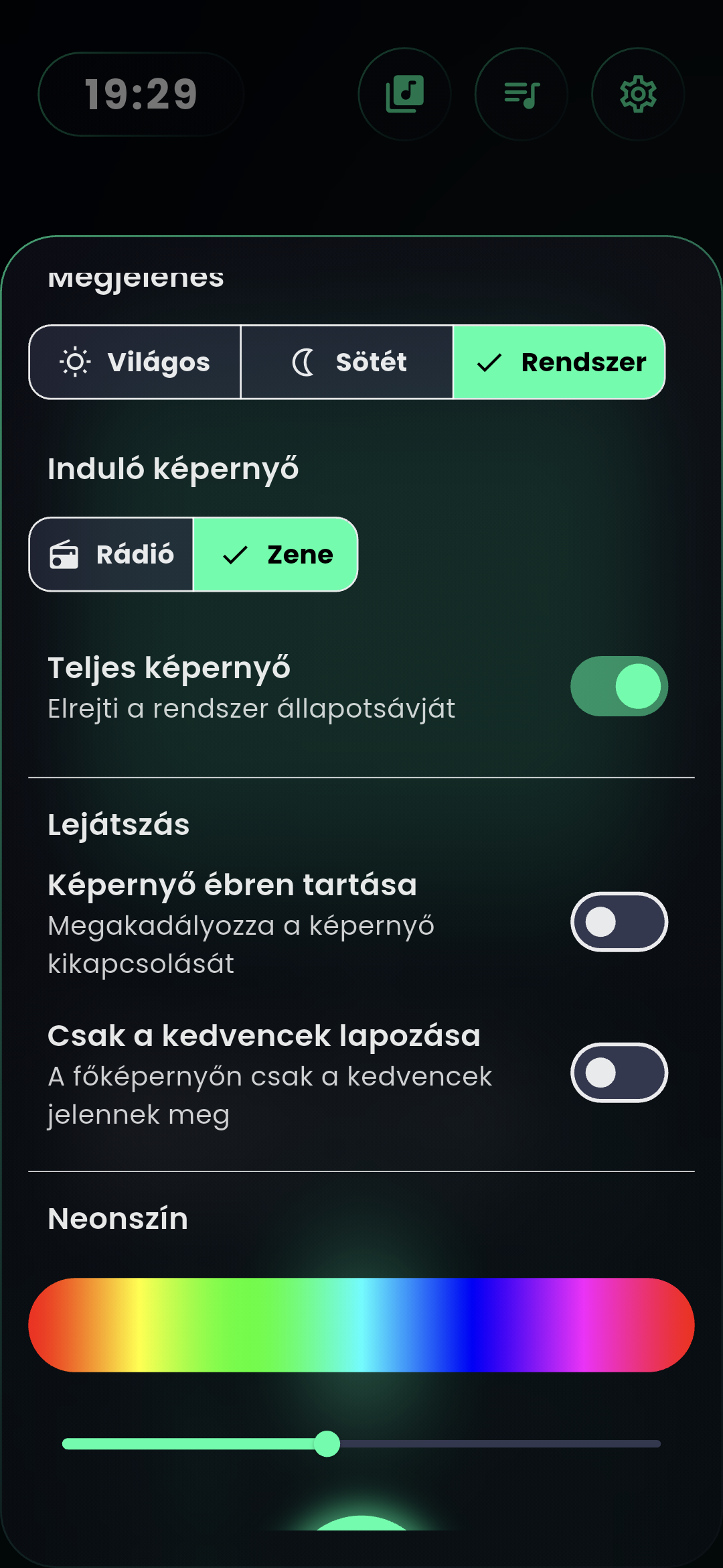 Radiont Beállítások