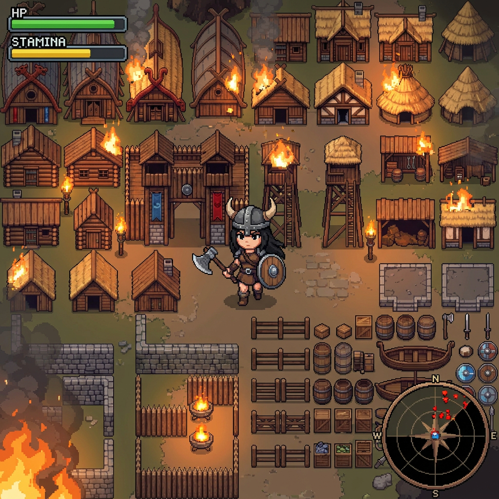 Viking Age Pixel Art Tileset Pack by Cute SCKR
