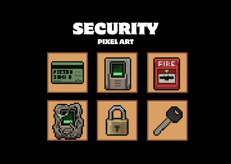 Survival Security Icons Pixel Art