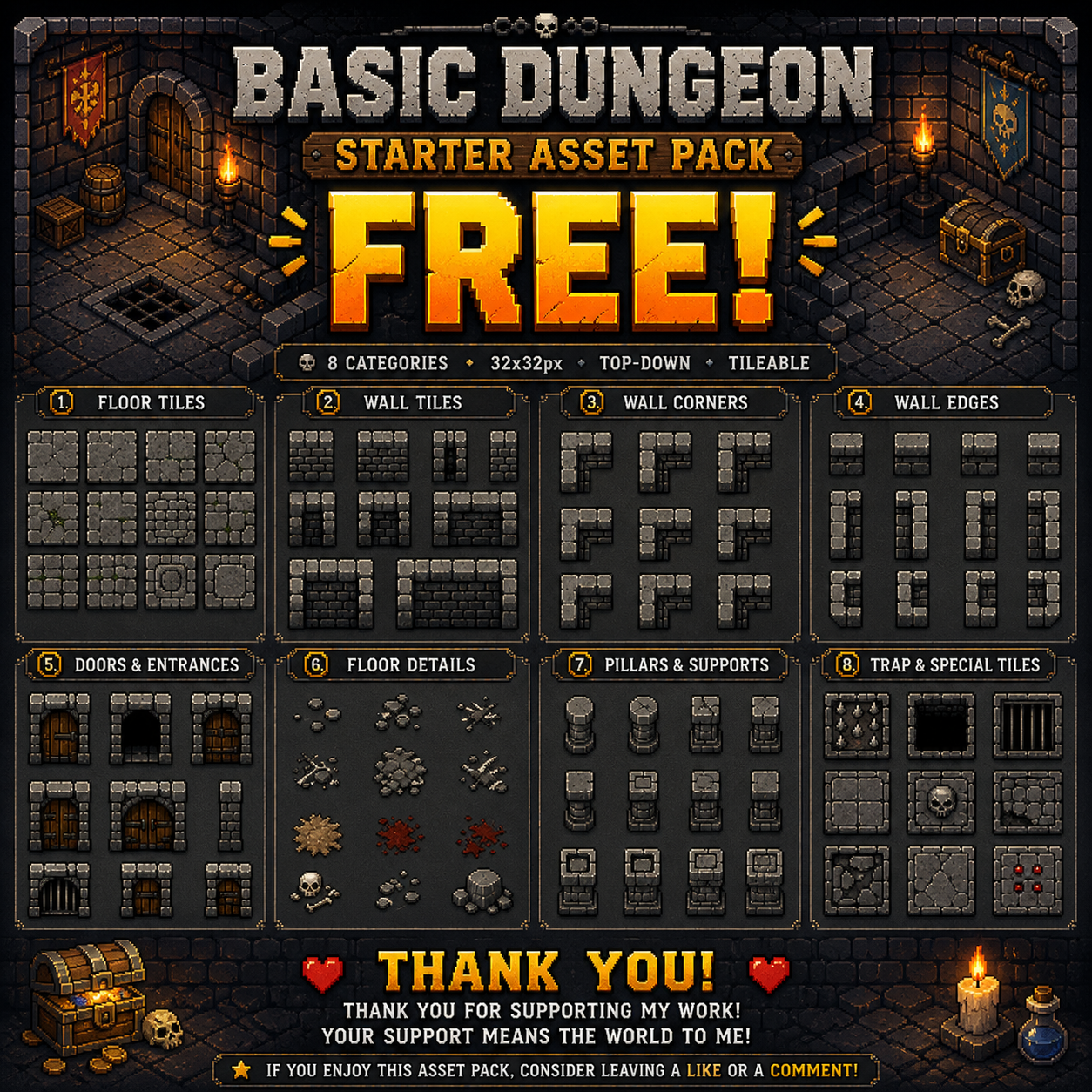 Dungeon Starter Kit — Free Community Pack by SakPix