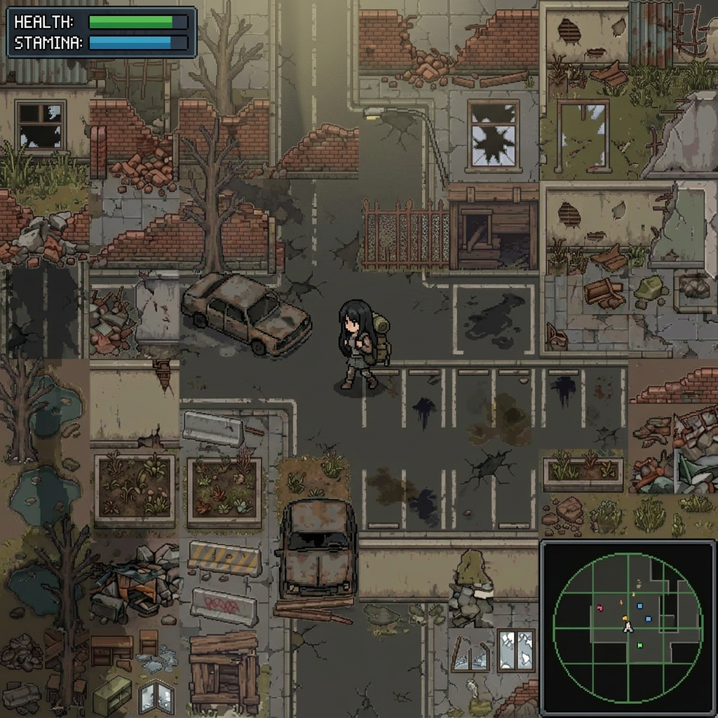 Post-Apocalyptic Residential Ruins Pixel Art Tileset Pack by Cute SCKR