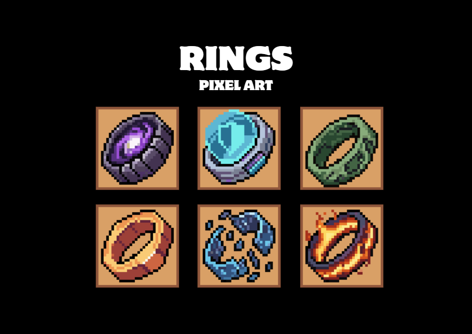 Sci-fi Rings Icons Pixel Art