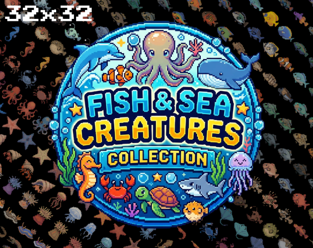 Sea Creatures Collection Pack (32×32 Pixel Art, 3400+ Assets, Fish ...