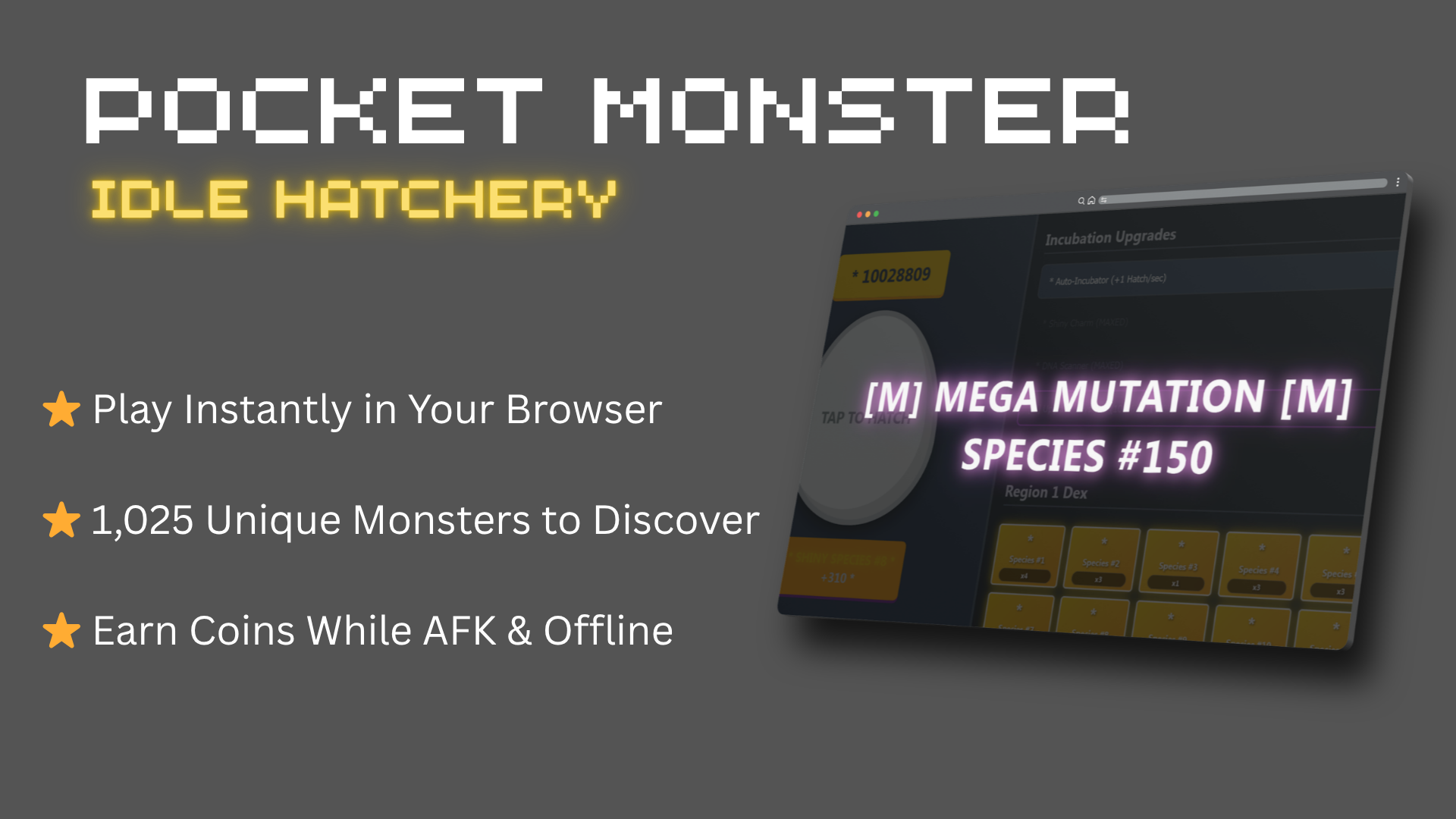 Pocket Monster Idle Hatchery - HTML Browser Game | Auto Clicker ...