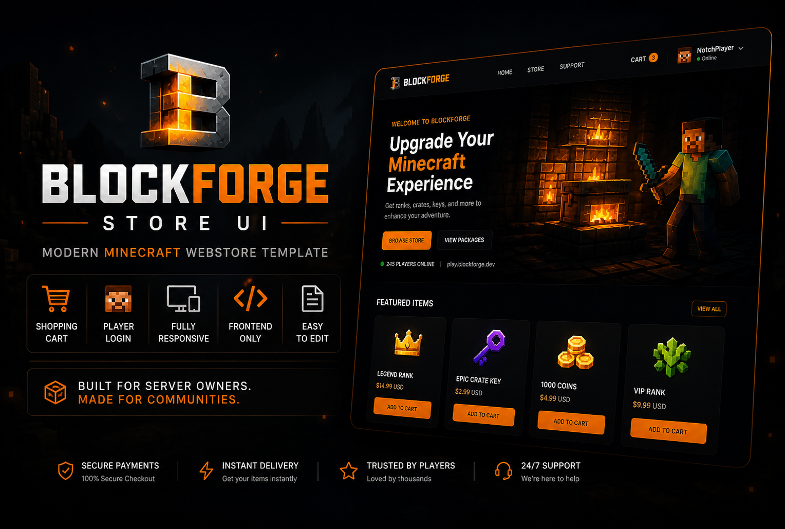 BlockForge Store UI - Modern Minecraft Webstore Template - Release ...