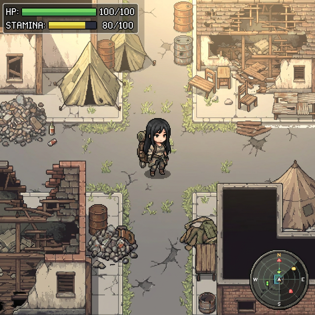 Post‑Apocalyptic Wasteland Town Pixel Art Tileset by Cute SCKR