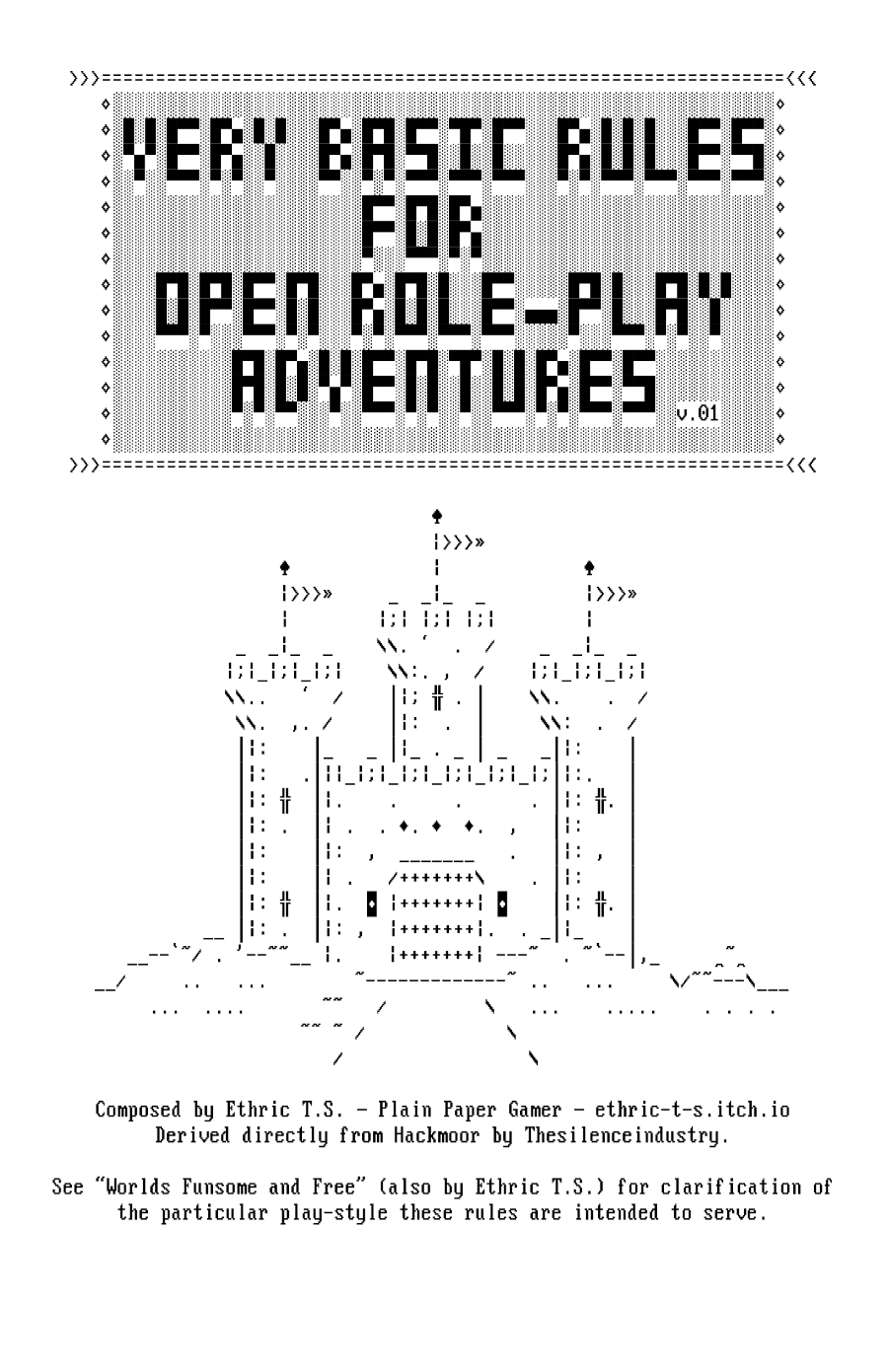 Cover image for Very Basic Rules for Open Role-Play Adventures (ASCII edition)