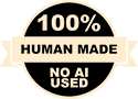 a small banner that reads: 100% Human Made No AI Used.