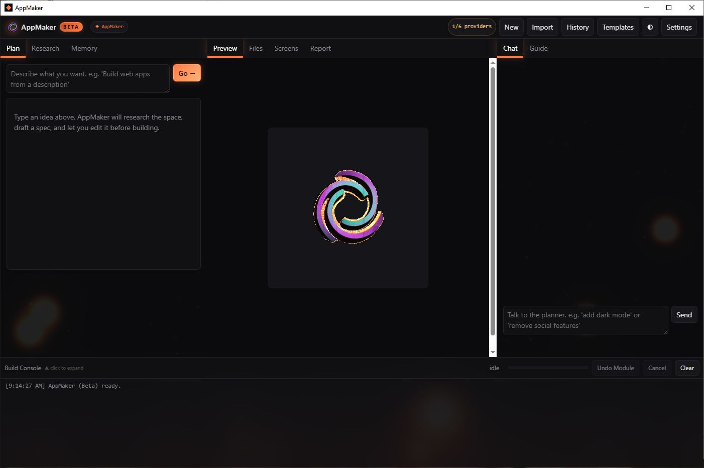 AppMaker - Main screen 