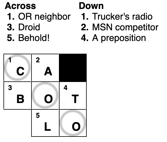 Small crossword example Small crossword example
