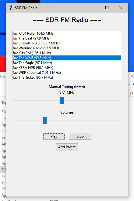 Python Radio MyFmRadio for my Nooelec by ravenshadow9z