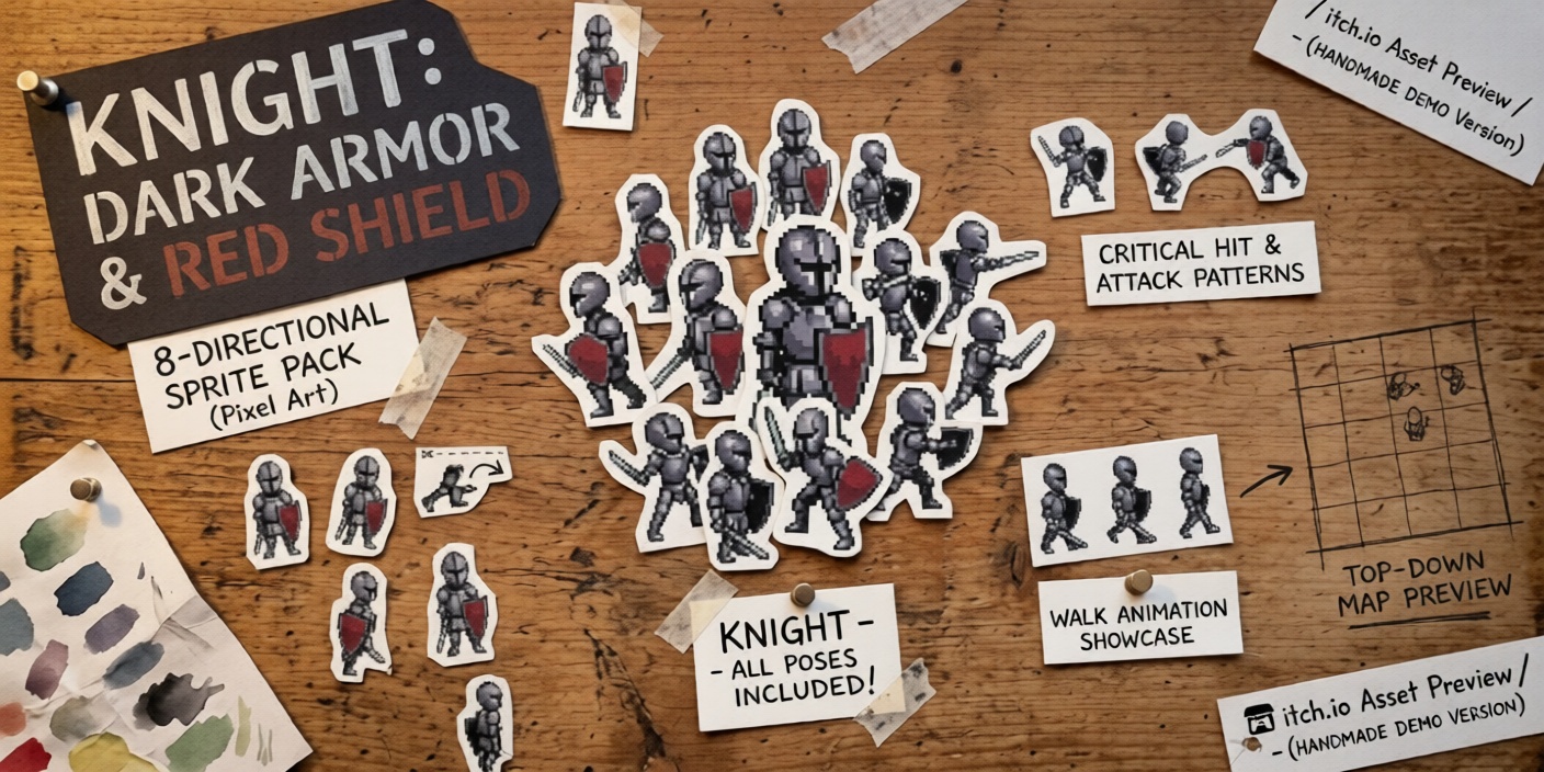 Dark Armored Knight - Top-Down RPG Sprites
