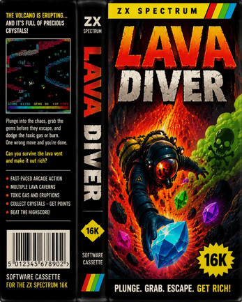 Gameplay de Lava Diver en ZX Spectrum