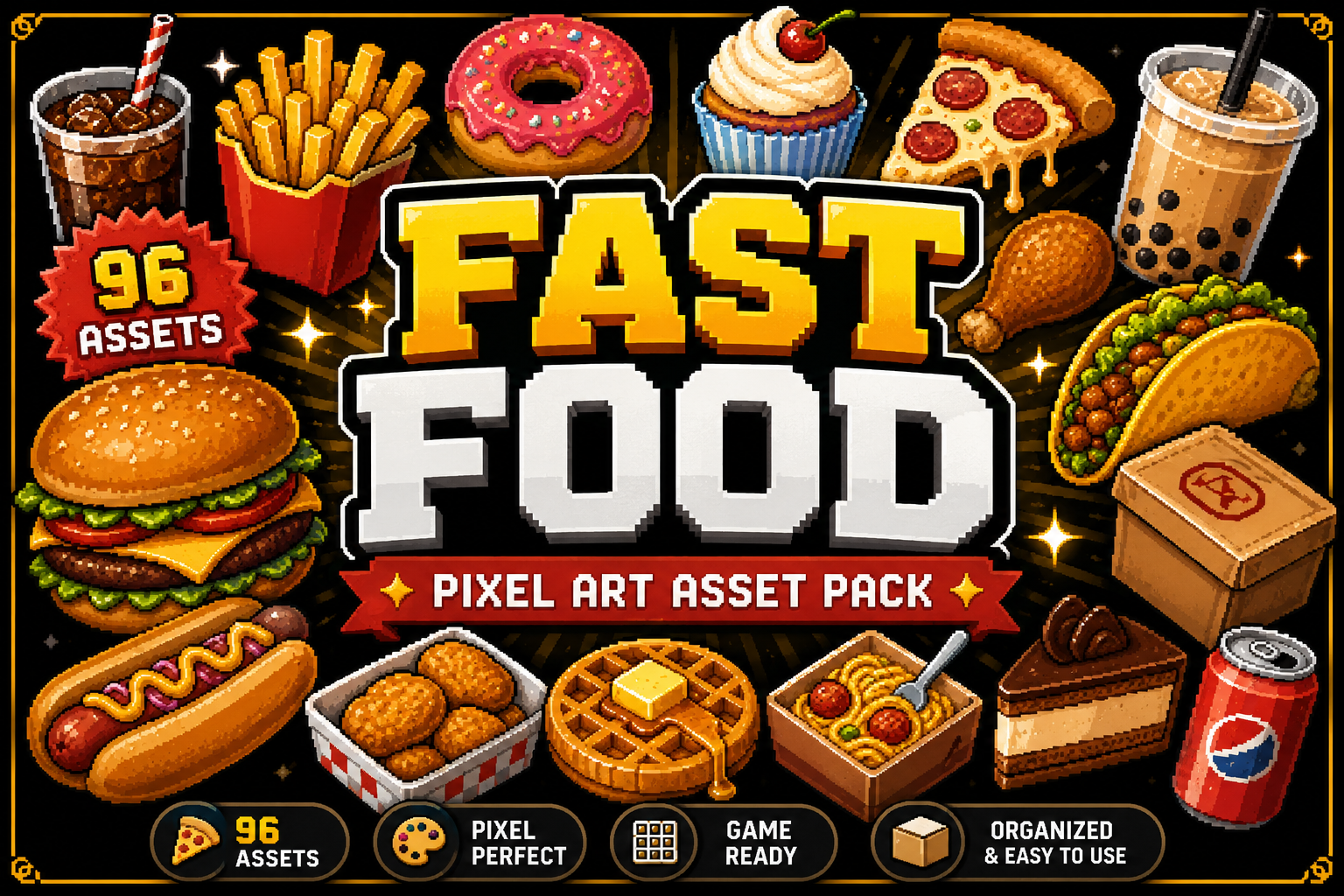 Fast Food Pixel Art Pack – Food Sprites & Restaurant Assets by Sheet ...