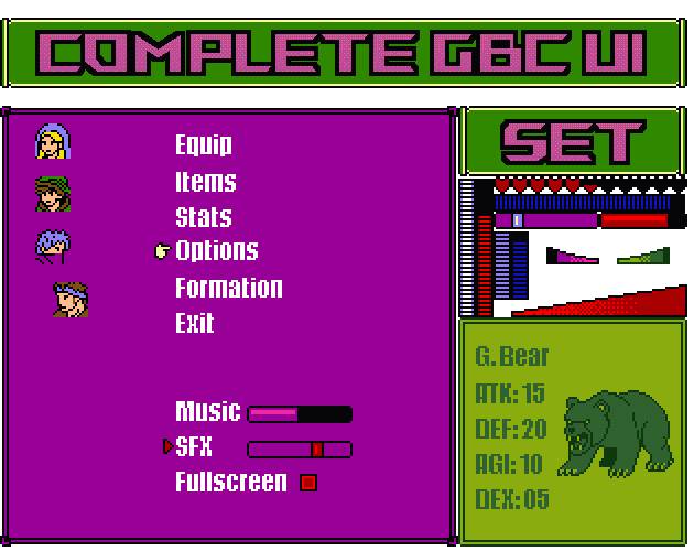 Main Menu Pokemon Gameboy Complete Gameboy Color UI and Menu Set by goblinspire