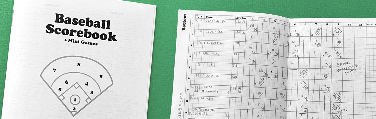 Baseball Scorebook + Mini Games Pocket Zine