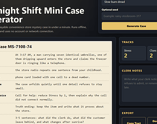 Midnight Shift Mini Case Generator [$3.00]